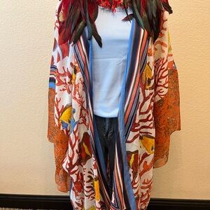 ARATTA Light Blue & Multicolor Women's Kimono Jacket